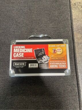 New Vaultz Locking Medicine Case - Black & Silver with Combination Lock